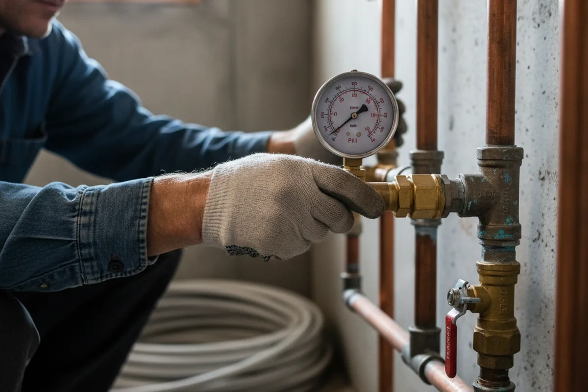 Pressure testing a repaired line during Water Line Repair in Berry